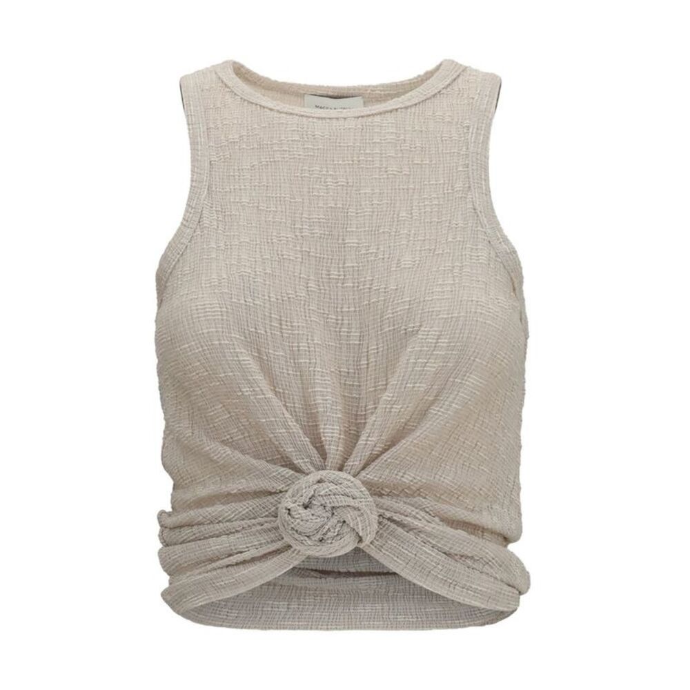 Magda Butrym Beige Lyocell Sleeveles Women's T-Shirt